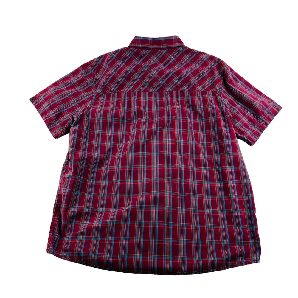 Mountain Hardwear Maroon w/ Blue & Yellow Check Short Sleeve Snap Up Size Large - Picture 6 of 6